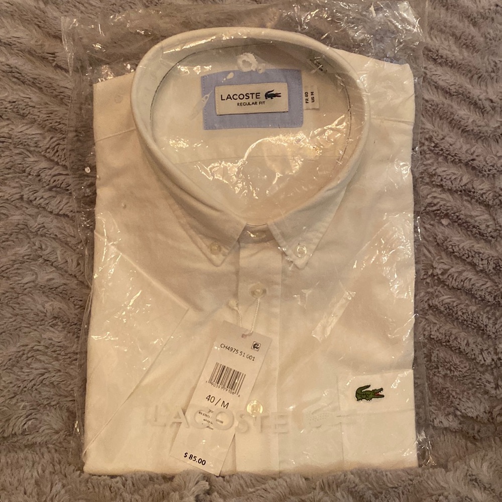 Lacoste men’s white button down shirt